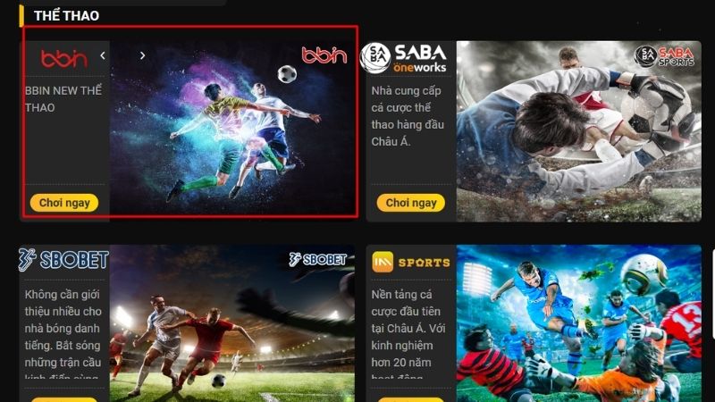 Chọn sảnh BBIN thể thao tại danh mục thể thao 32WIN